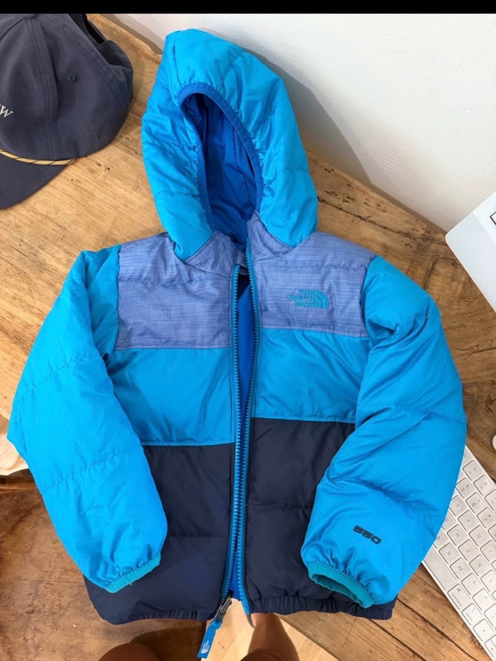 The North Face Kids' Bright Blue & Navy Hooded Puffer Jacket